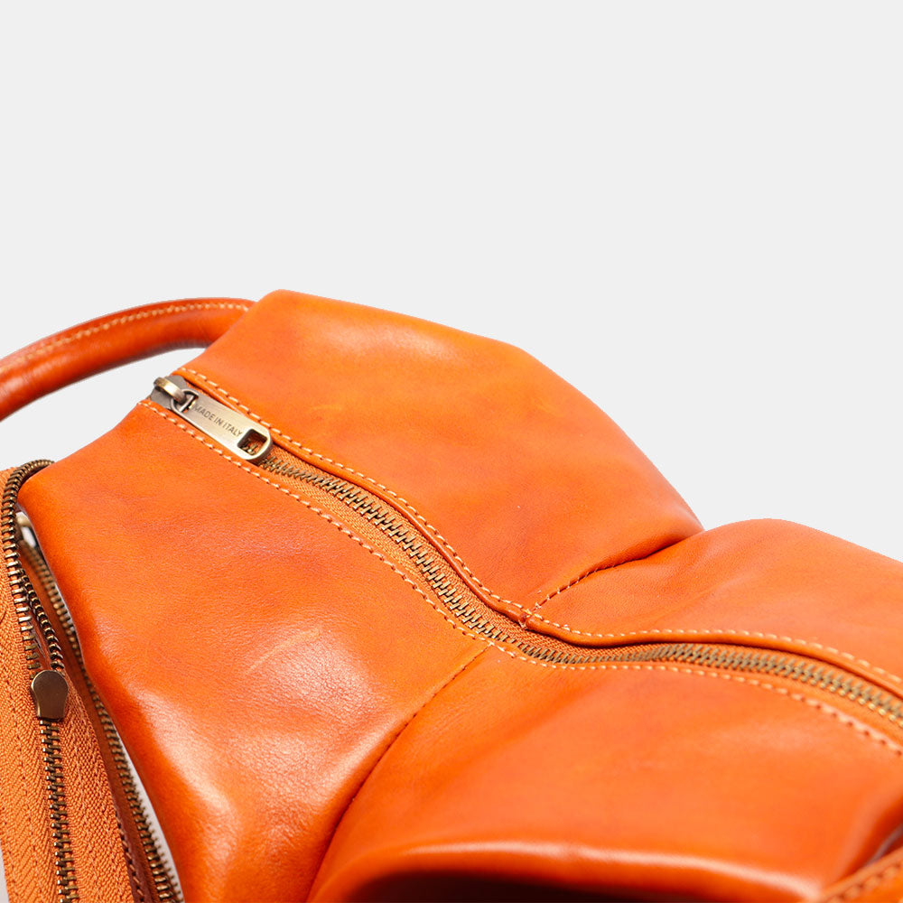 Zaino Donna VIAVERDI in Pelle color Cuoio Made in Italy linea Firenze