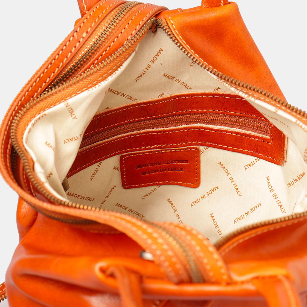 Zaino Donna VIAVERDI in Pelle color Cuoio Made in Italy linea Firenze