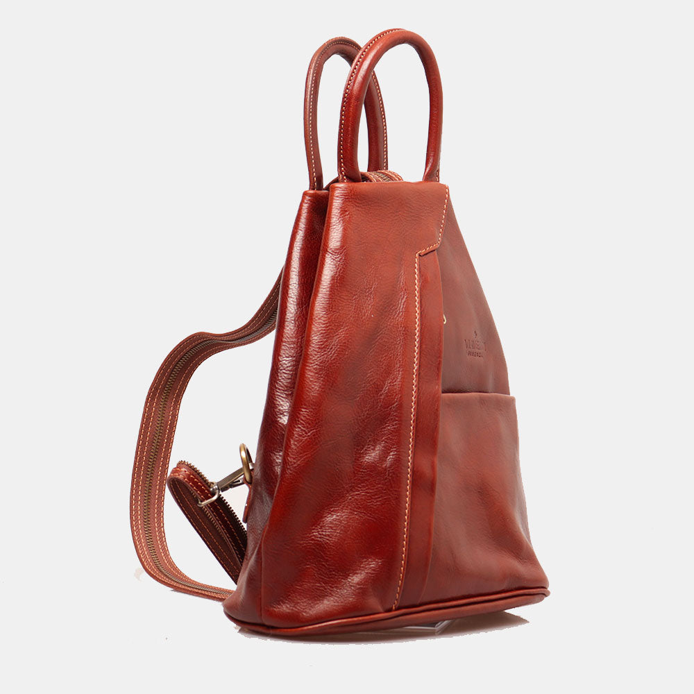 Zaino Donna VIAVERDI in Pelle Marrone Made in Italy linea Firenze