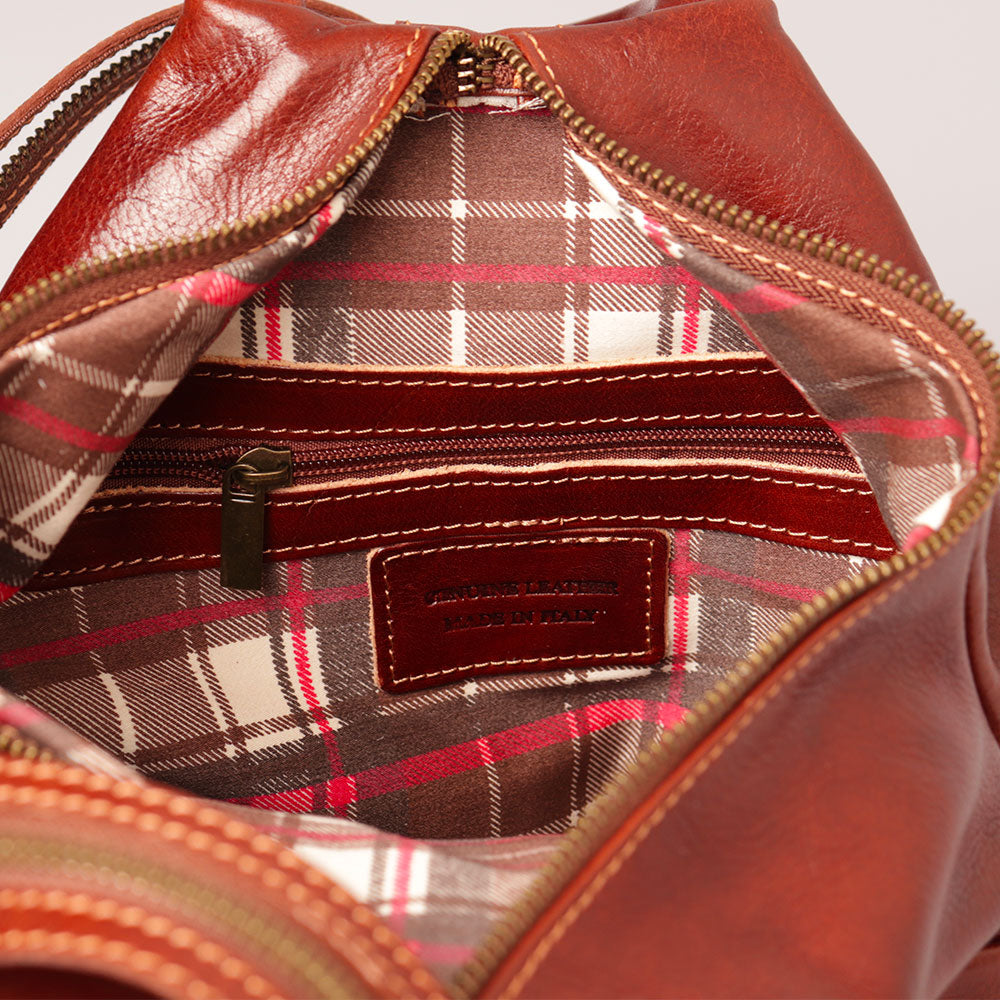 Zaino Donna VIAVERDI in Pelle Marrone Made in Italy linea Firenze