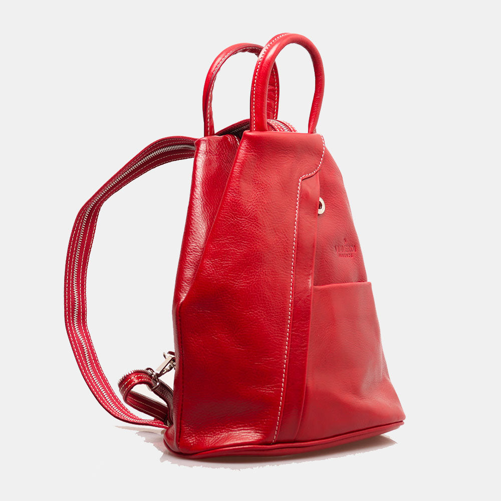 Zaino Donna VIAVERDI in Pelle Rosso Made in Italy linea Firenze