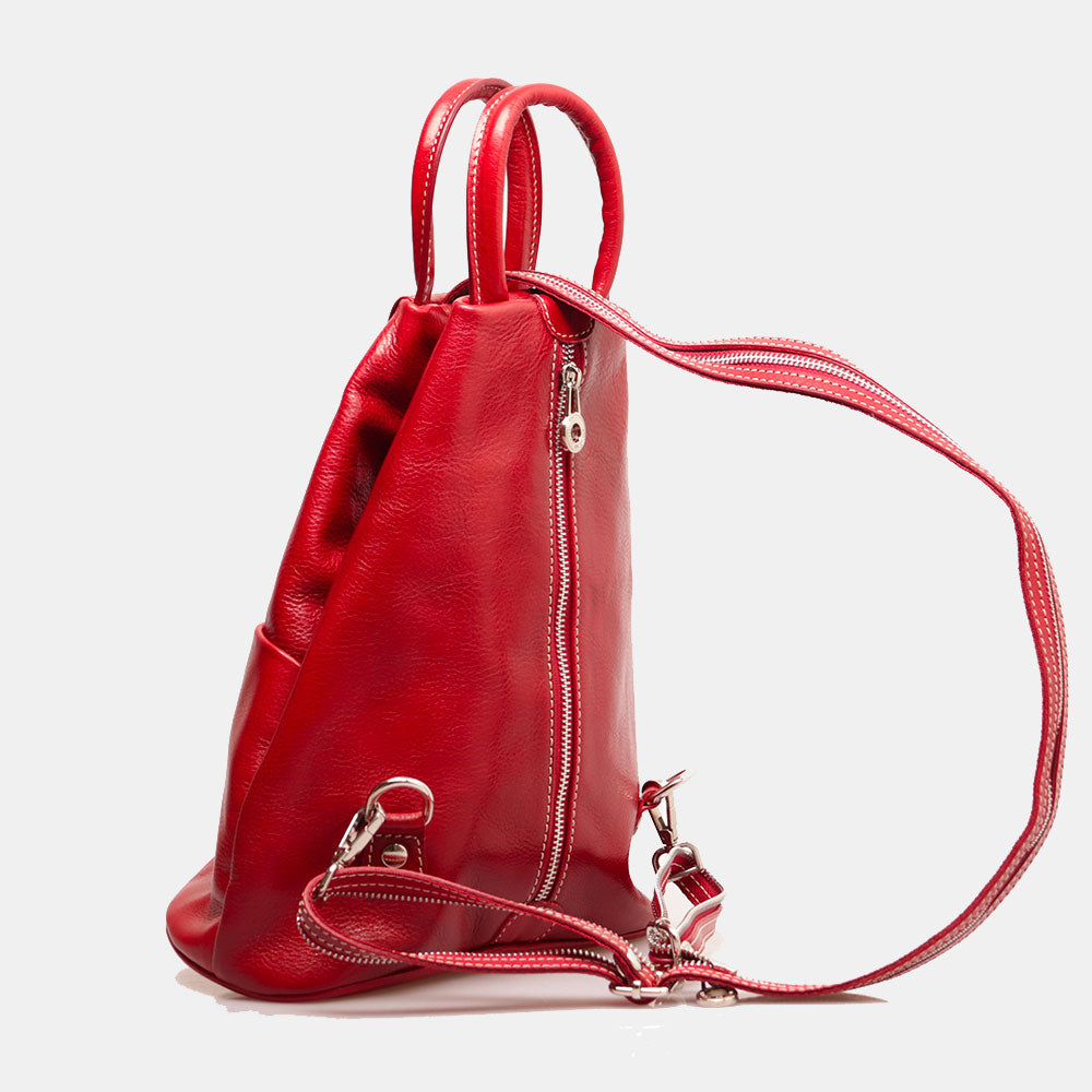 Zaino Donna VIAVERDI in Pelle Rosso Made in Italy linea Firenze