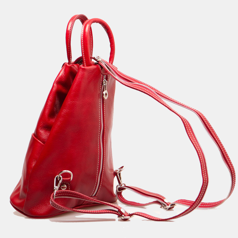 Zaino Donna VIAVERDI in Pelle Rosso Made in Italy linea Firenze