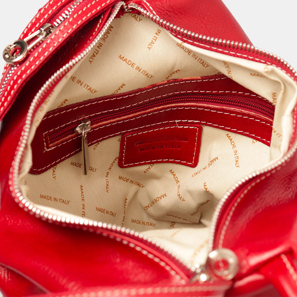 Zaino Donna VIAVERDI in Pelle Rosso Made in Italy linea Firenze