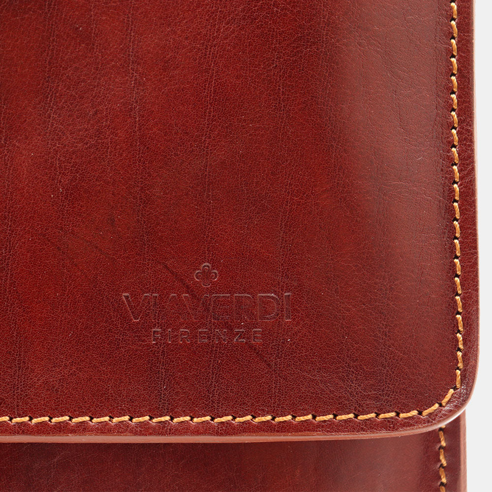 Cartella in Pelle Marrone VIAVERDI Made in Italy Linea Firenze a 3 Soffietti Pc 15.6