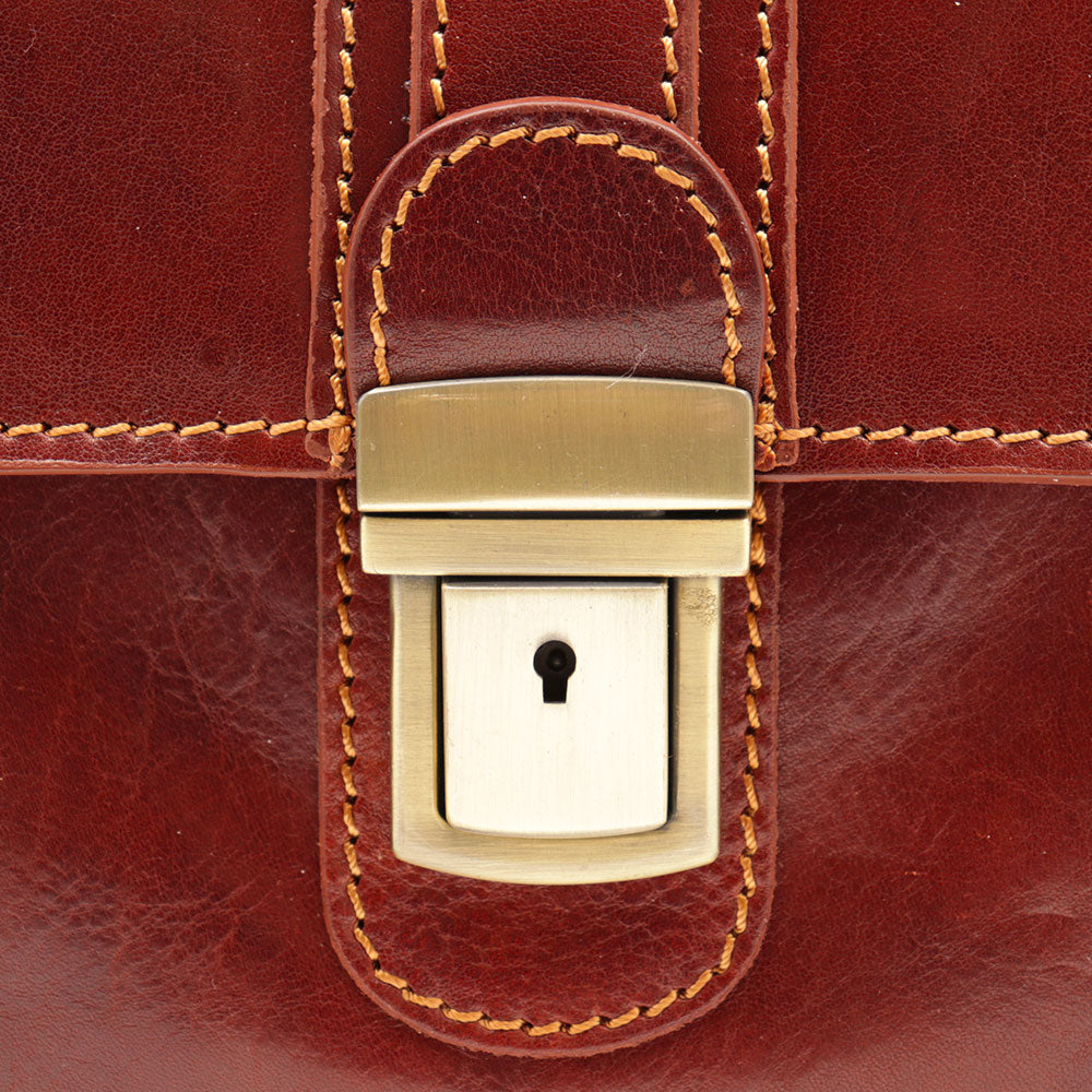 Cartella in Pelle Marrone VIAVERDI Made in Italy Linea Firenze a 3 Soffietti Pc 15.6