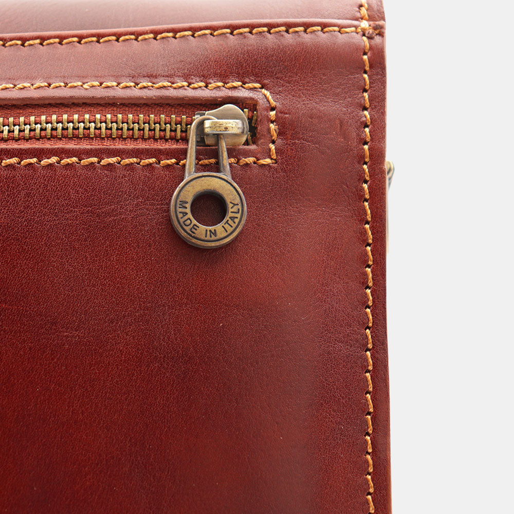 Cartella in Pelle Marrone VIAVERDI Made in Italy Linea Firenze a 3 Soffietti Pc 15.6