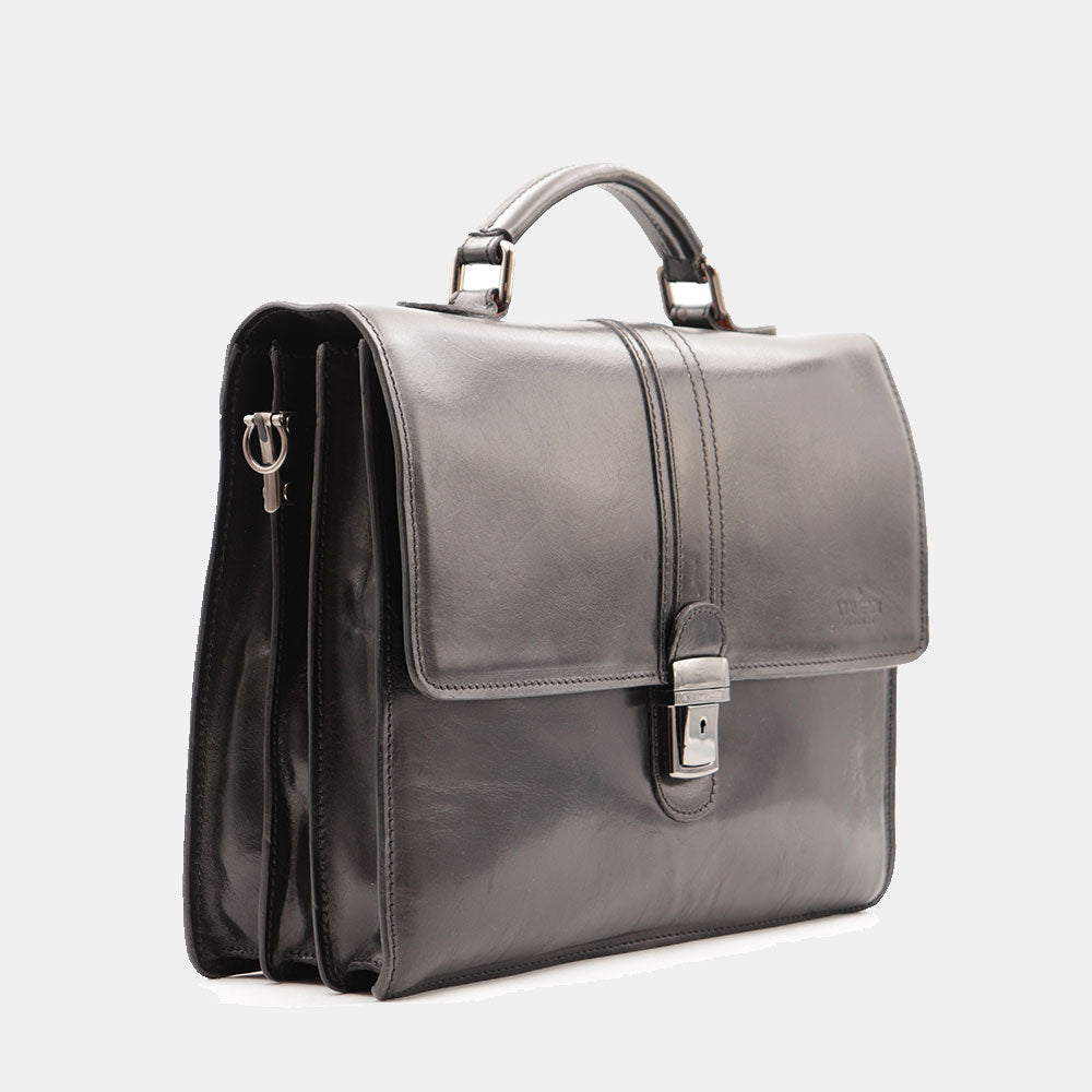 Cartella in Pelle Nera VIAVERDI Made in Italy Linea Firenze a 3 Soffietti Pc 15.6