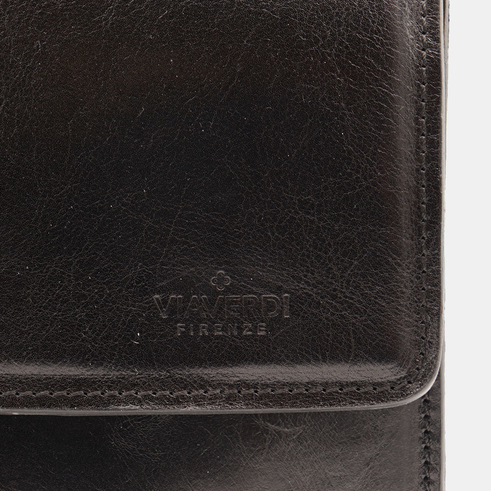 Cartella in Pelle Nera VIAVERDI Made in Italy Linea Firenze a 3 Soffietti Pc 15.6