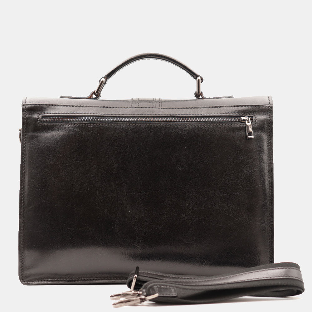 Cartella in Pelle Nera VIAVERDI Made in Italy Linea Firenze a 3 Soffietti Pc 15.6