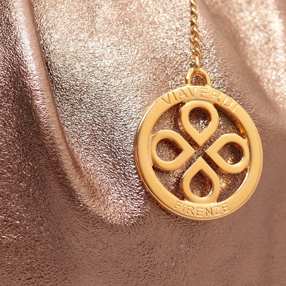 Borsa Hobo a Spalla con Catena VIAVERDI in Pelle Bronzo Made in Italy linea Monteriggioni