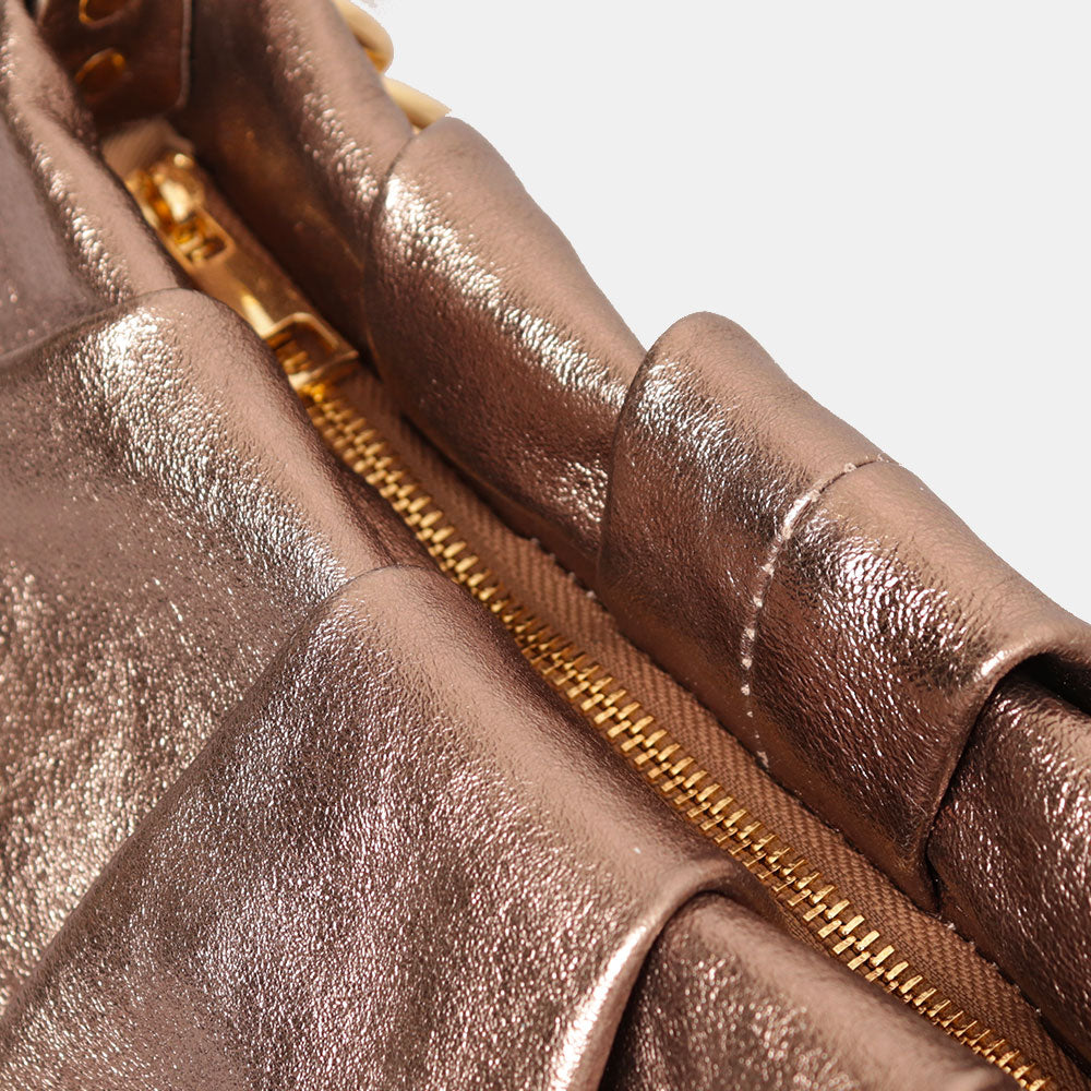 Borsa Hobo a Spalla con Catena VIAVERDI in Pelle Bronzo Made in Italy linea Monteriggioni