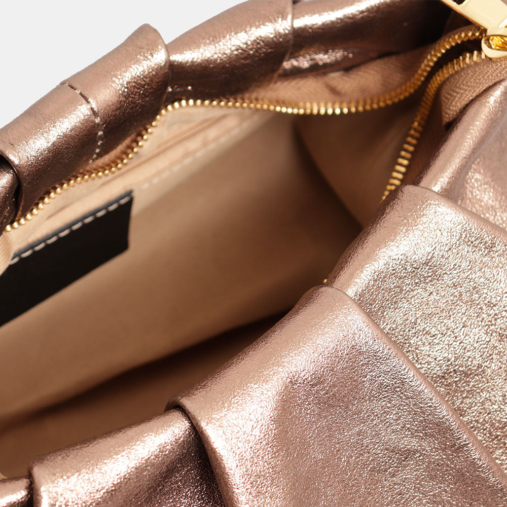 Borsa Hobo a Spalla con Catena VIAVERDI in Pelle Bronzo Made in Italy linea Monteriggioni