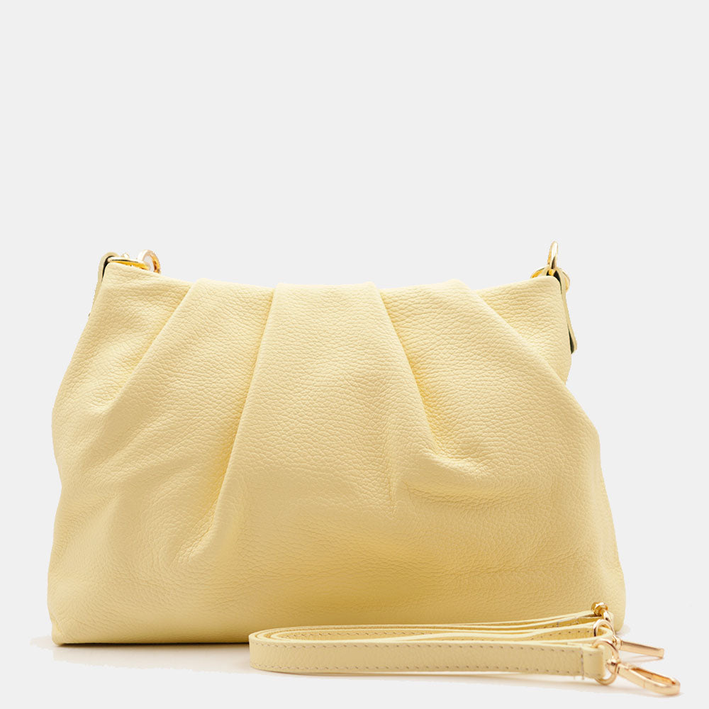 Borsa Hobo a Spalla con Catena VIAVERDI in Pelle Gialla Made in Italy linea Monteriggioni