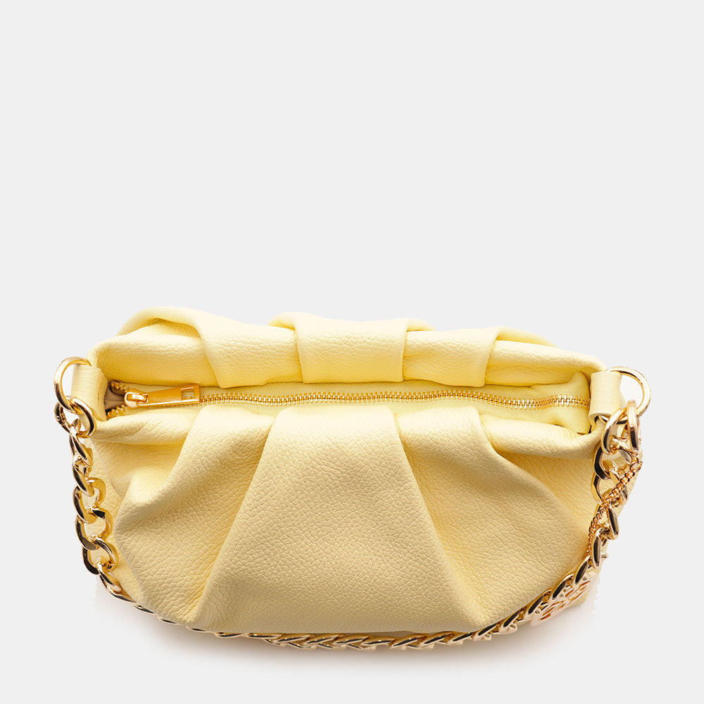 Borsa Hobo a Spalla con Catena VIAVERDI in Pelle Gialla Made in Italy linea Monteriggioni