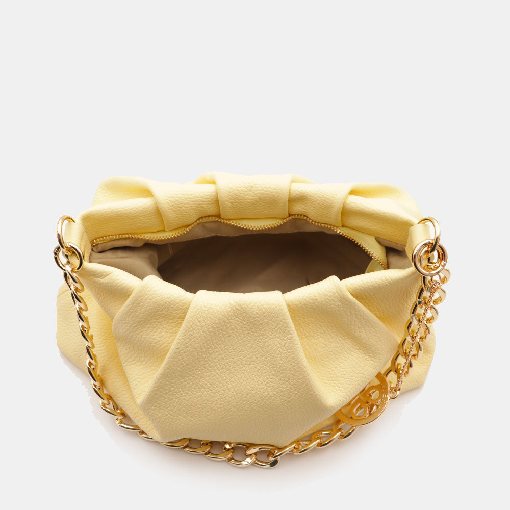 Borsa Hobo a Spalla con Catena VIAVERDI in Pelle Gialla Made in Italy linea Monteriggioni
