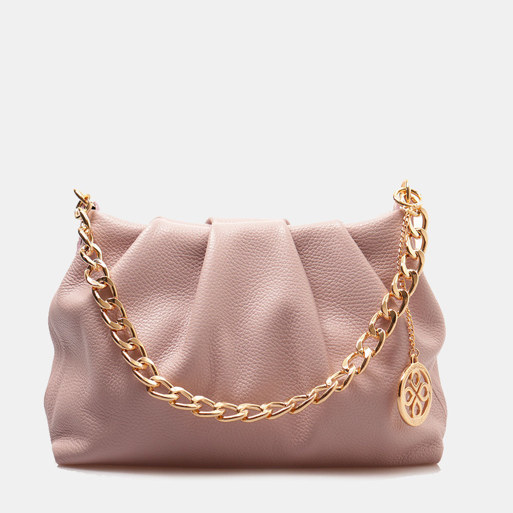 Borsa Hobo a Spalla con Catena VIAVERDI in Pelle Lilla Made in Italy linea Monteriggioni