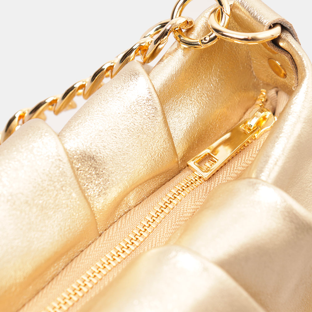 Borsa Hobo a Spalla con Catena VIAVERDI in Pelle Oro Made in Italy linea Monteriggioni