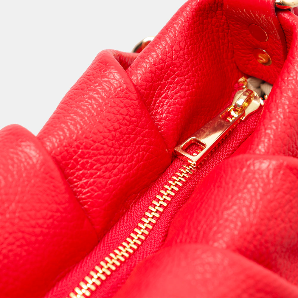 Borsa Hobo a Spalla con Catena VIAVERDI in Pelle Rossa Made in Italy linea Monteriggioni