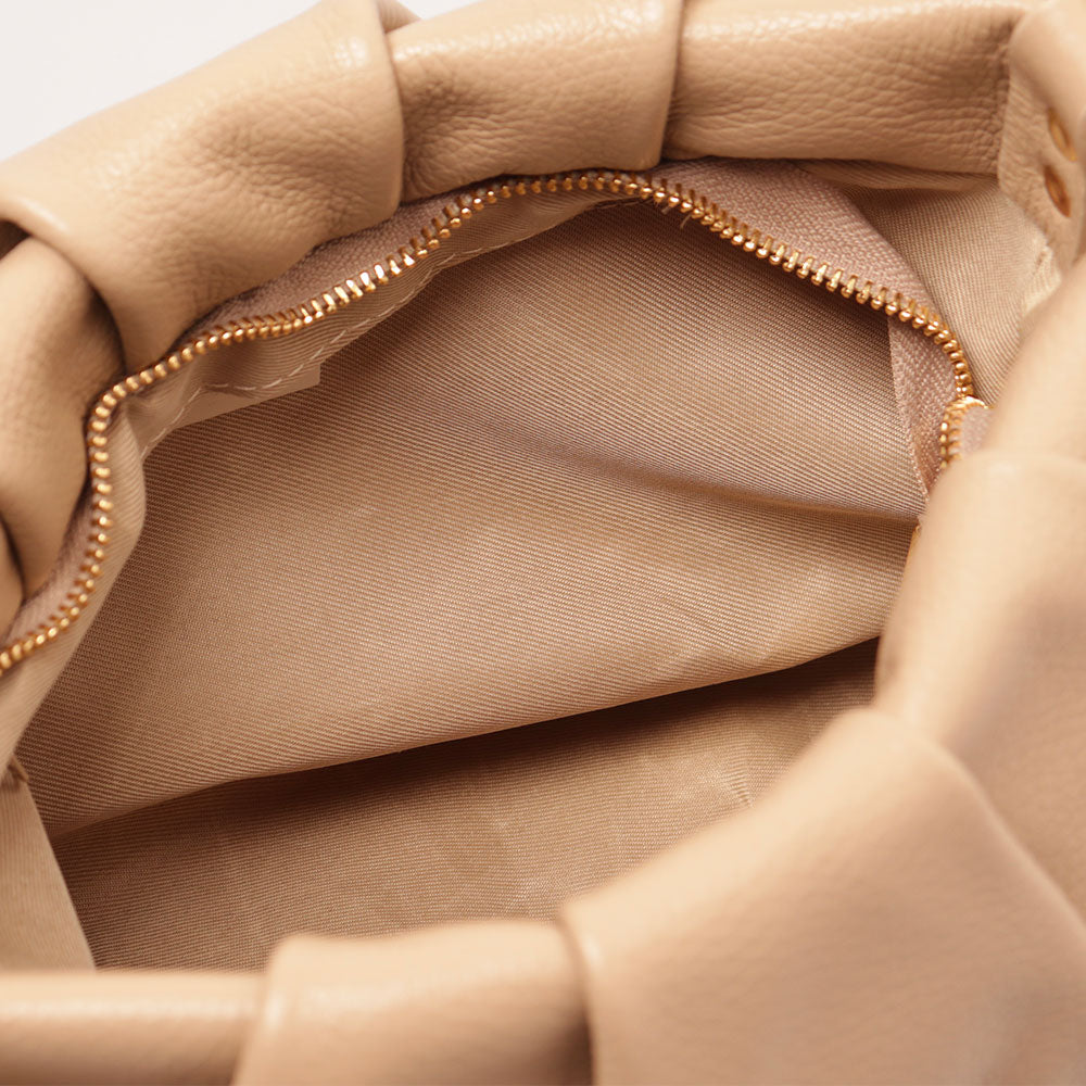 Borsa Hobo a Spalla con Catena VIAVERDI in Pelle Taupe Made in Italy linea Monteriggioni