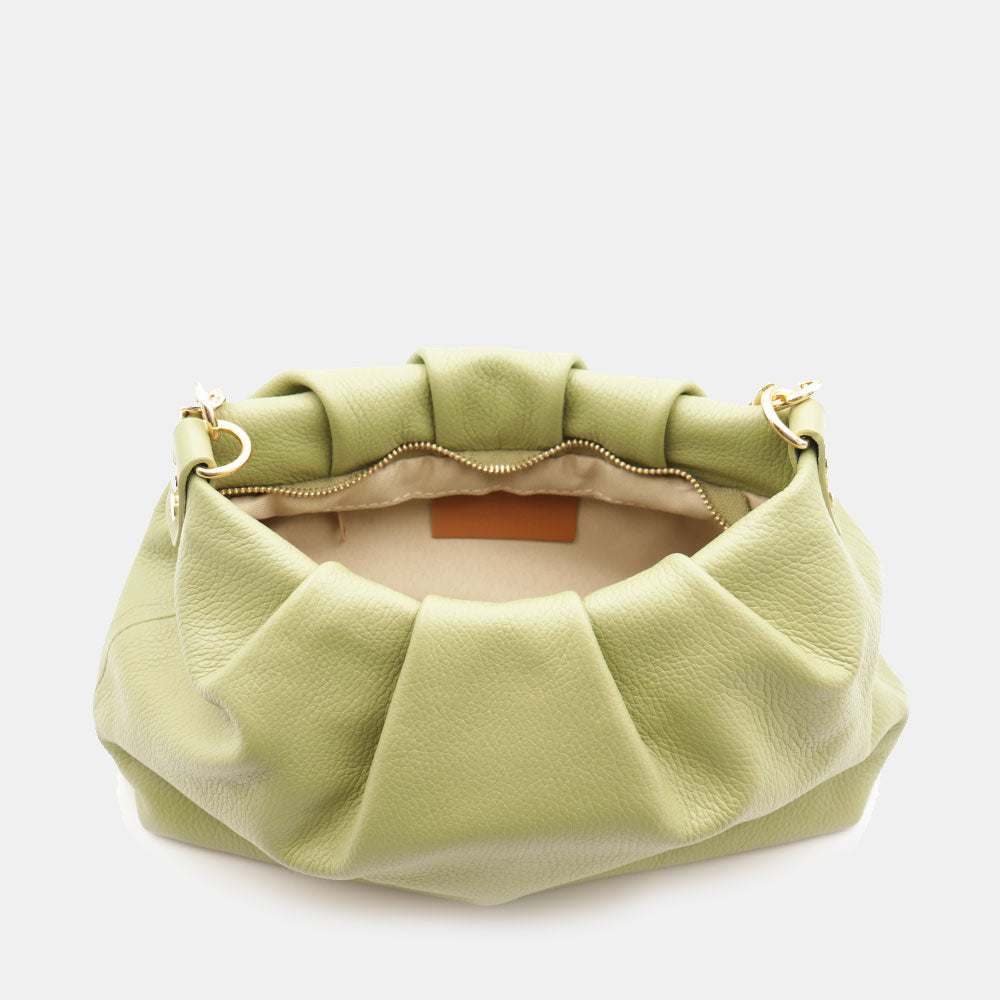 Borsa Hobo a Spalla con Catena VIAVERDI in Pelle Verde Made in Italy linea Monteriggioni