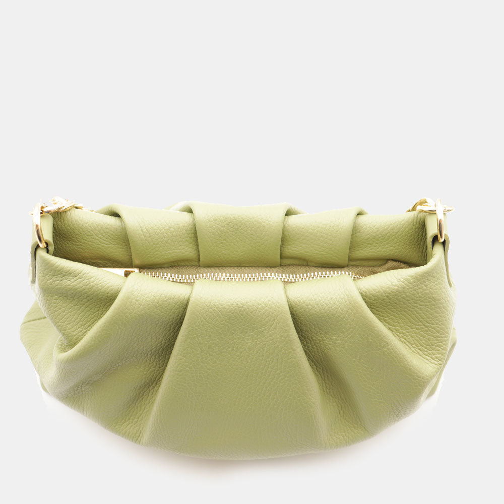 Borsa Hobo a Spalla con Catena VIAVERDI in Pelle Verde Made in Italy linea Monteriggioni