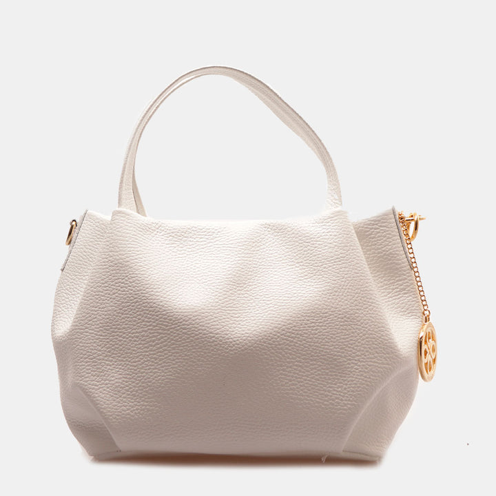 Borsa a Mano con Tracolla VIAVERDI in Pelle Bianca Made in Italy linea Castiglione
