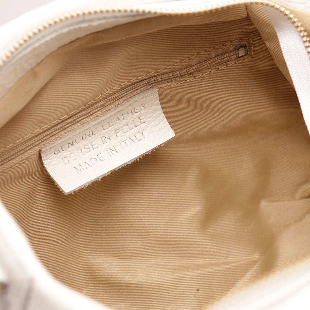 Handtasche mit Schultergurt VIAVERDI aus weißem Leder Made in Italy Castiglione Linie