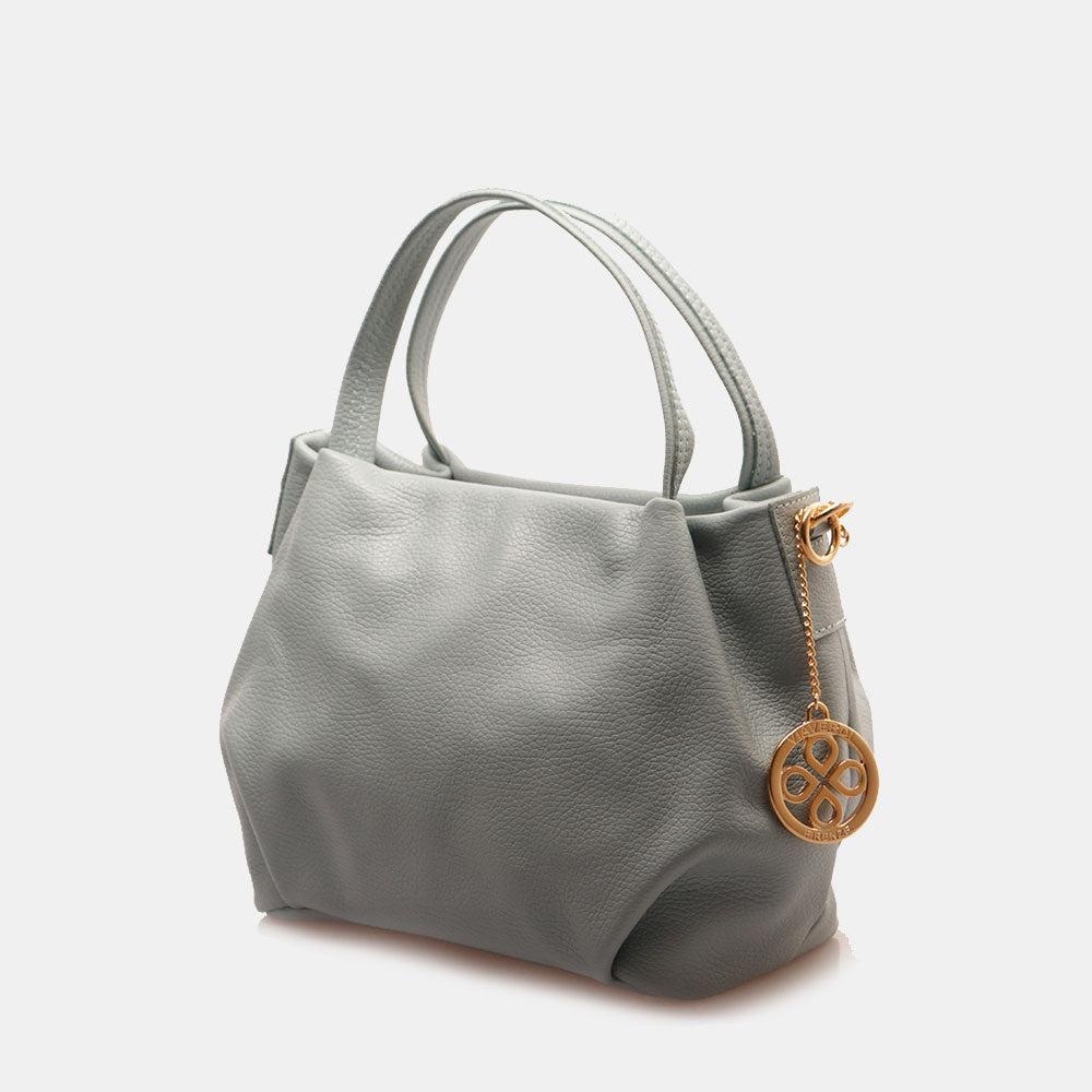 Borsa a Mano con Tracolla VIAVERDI in Pelle Celeste Avio Made in Italy linea Castiglione