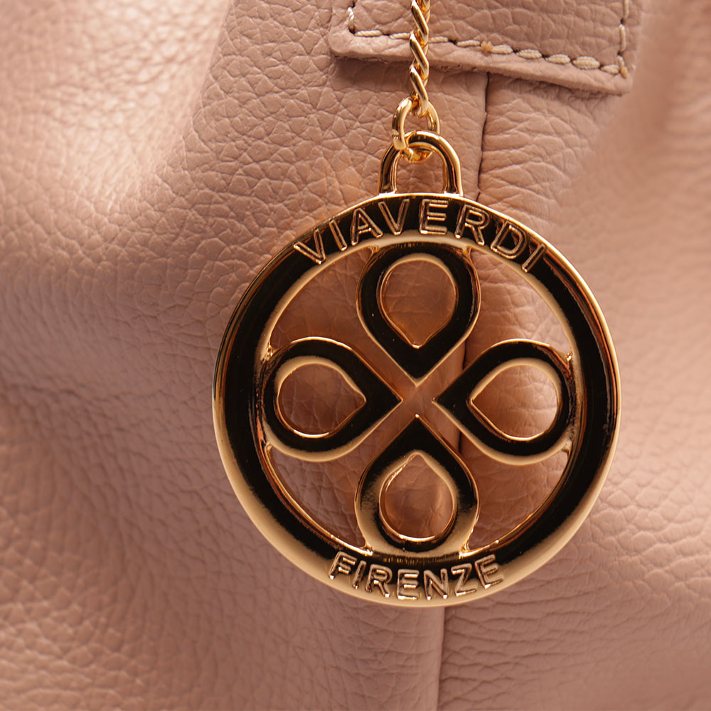 Borsa a Mano con Tracolla VIAVERDI in Pelle Cipria Made in Italy linea Castiglione