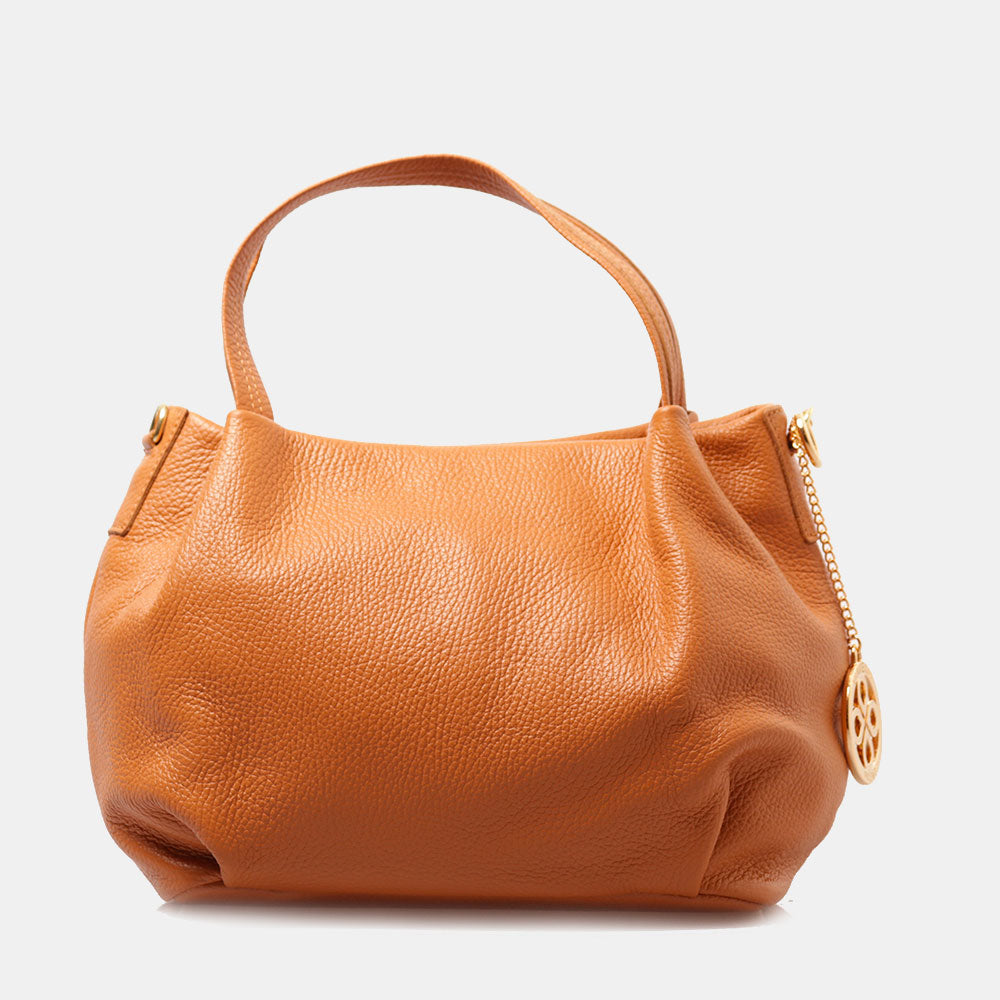 Borsa a Mano con Tracolla VIAVERDI in Pelle Cuoio Made in Italy linea Castiglione