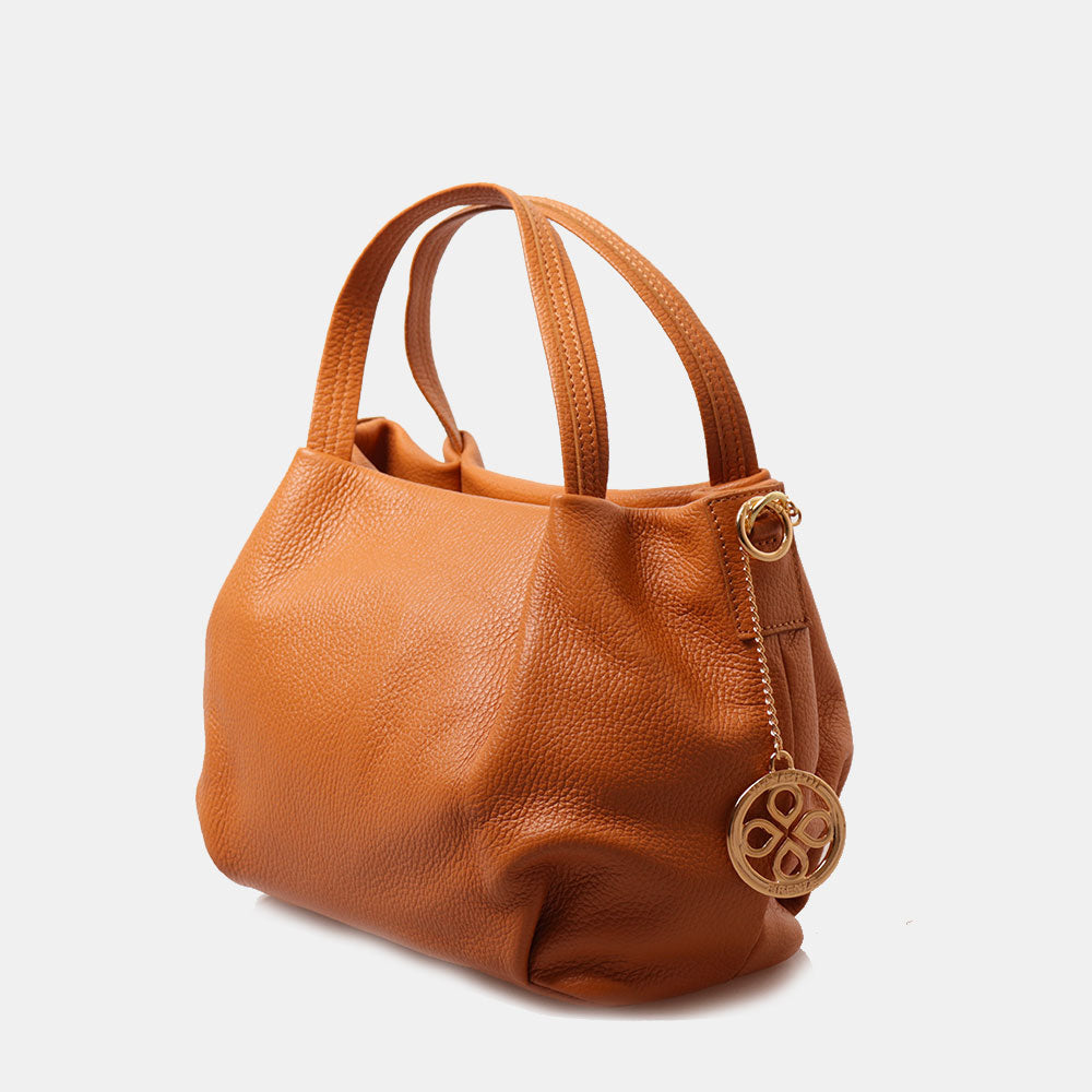 Borsa a Mano con Tracolla VIAVERDI in Pelle Cuoio Made in Italy linea Castiglione