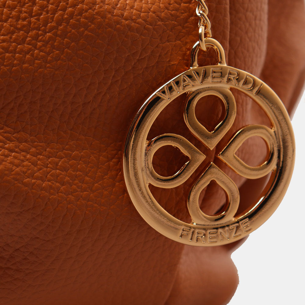 Borsa a Mano con Tracolla VIAVERDI in Pelle Cuoio Made in Italy linea Castiglione