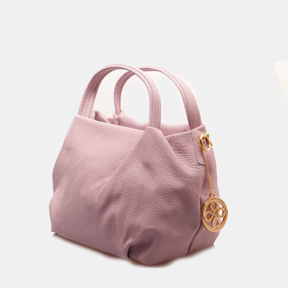 Borsa a Mano con Tracolla VIAVERDI in Pelle Lilla Made in Italy linea Castiglione