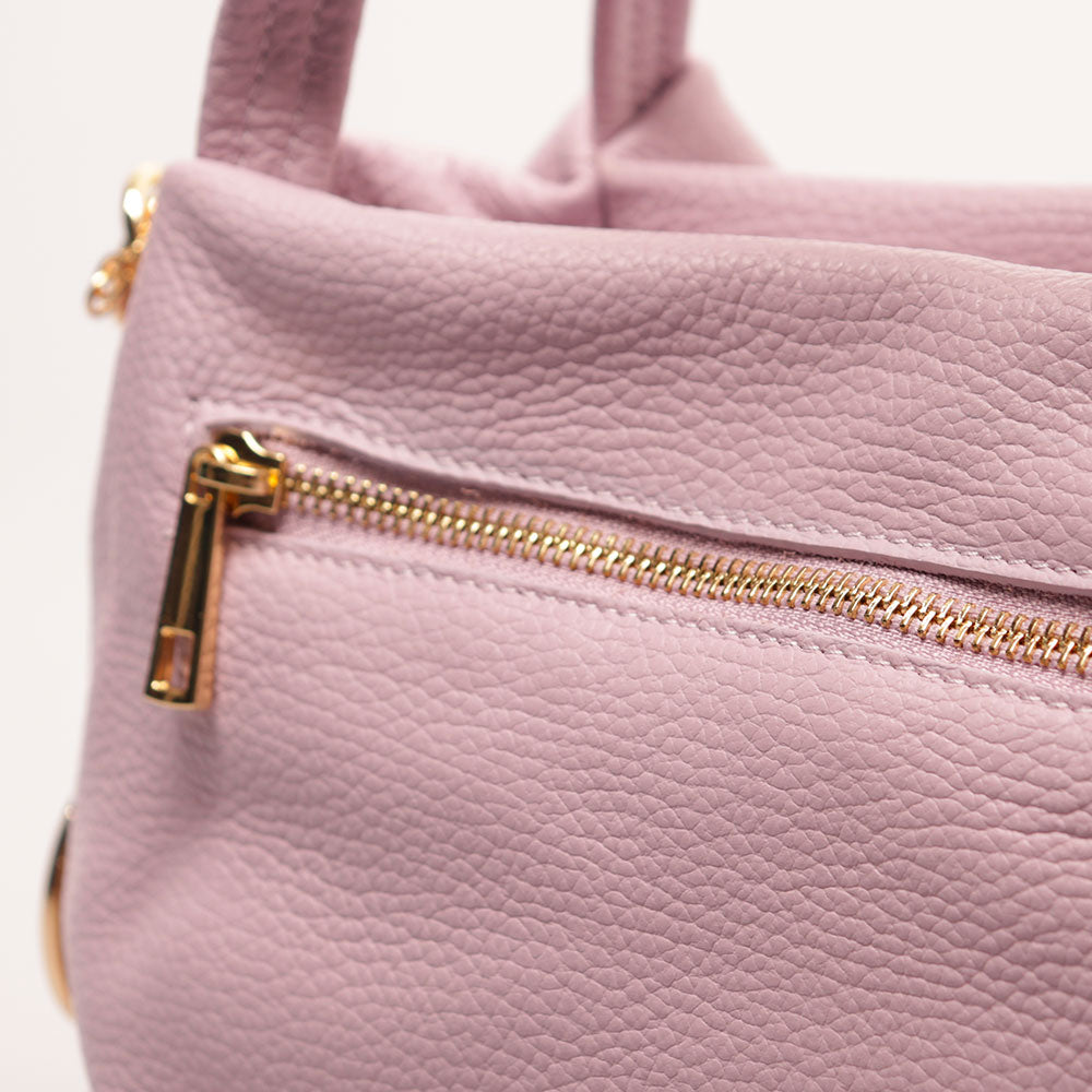 Borsa a Mano con Tracolla VIAVERDI in Pelle Lilla Made in Italy linea Castiglione