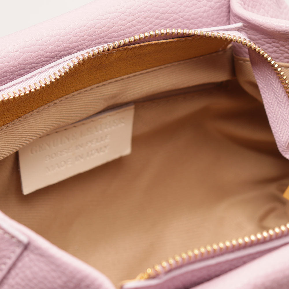 Borsa a Mano con Tracolla VIAVERDI in Pelle Lilla Made in Italy linea Castiglione