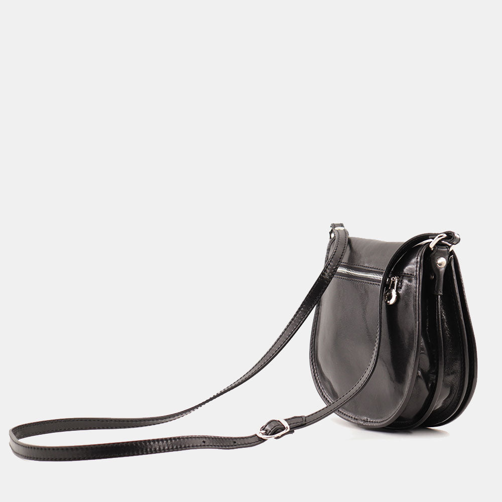 Borsa a Tracolla VIAVERDI in Pelle Nera modello Sella Made in Italy linea Firenze