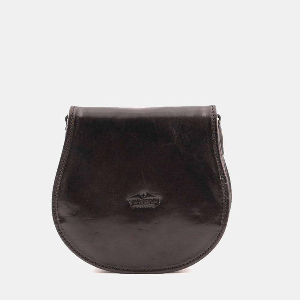 Borsa a Tracolla VIAVERDI in Pelle Nera modello Sella Made in Italy linea Firenze