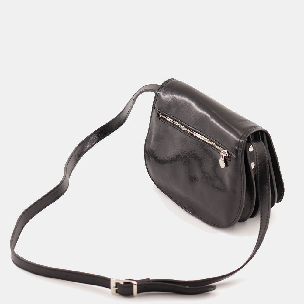 Borsa a Tracolla VIAVERDI in Pelle Nera Made in Italy linea Firenze