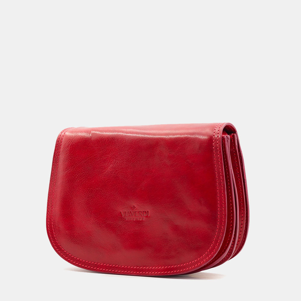 Borsa a Tracolla VIAVERDI in Pelle Rossa Made in Italy linea Firenze