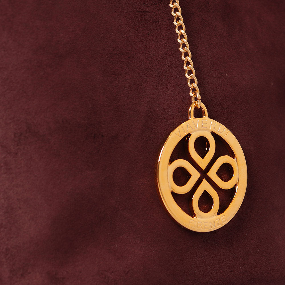 Borsa Secchiello con Pochette VIAVERDI in Camoscio e Pelle Bordeaux Made in Italy linea Pienza