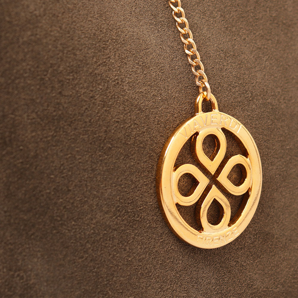 Borsa Secchiello con Pochette VIAVERDI in Camoscio e Pelle Verde Made in Italy linea Pienza