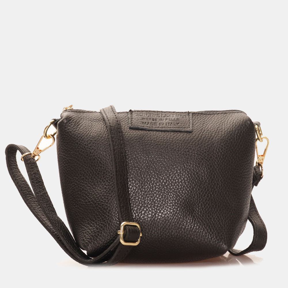 Borsa Secchiello con Pochette VIAVERDI in Pelle Nera Made in Italy linea Pienza