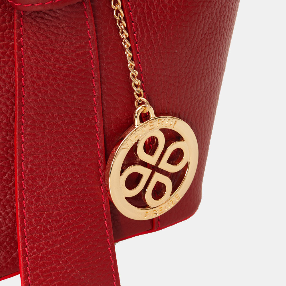 Borsa Secchiello con Pochette VIAVERDI in Pelle Bordeaux Made in Italy linea Pienza