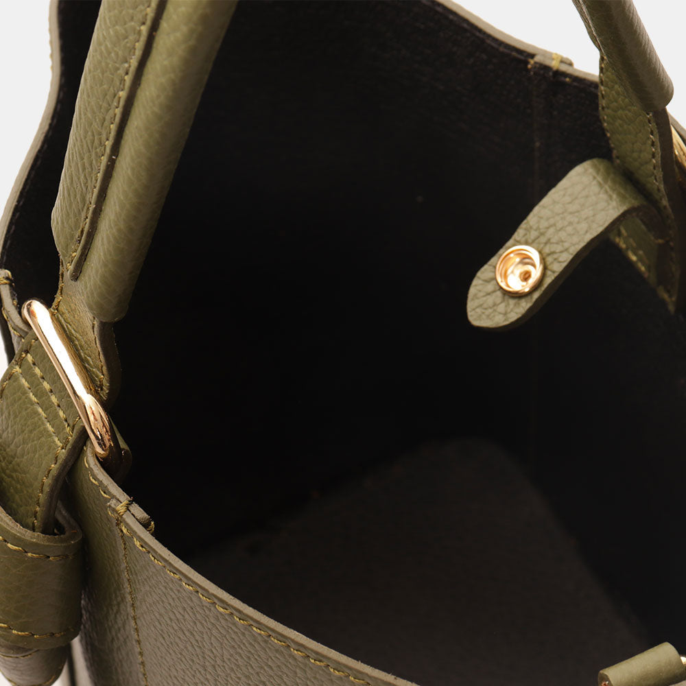 Borsa Secchiello con Pochette VIAVERDI in Pelle Verde Made in Italy linea Pienza