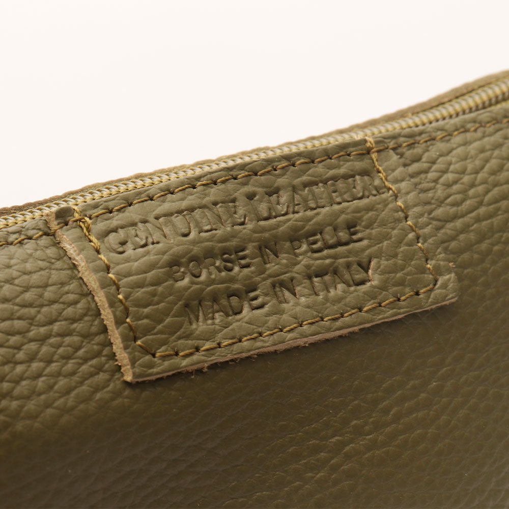 Borsa Secchiello con Pochette VIAVERDI in Pelle Verde Made in Italy linea Pienza