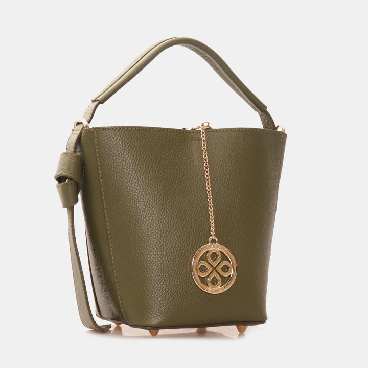 Borsa Secchiello con Pochette VIAVERDI in Pelle Verde Made in Italy linea Pienza
