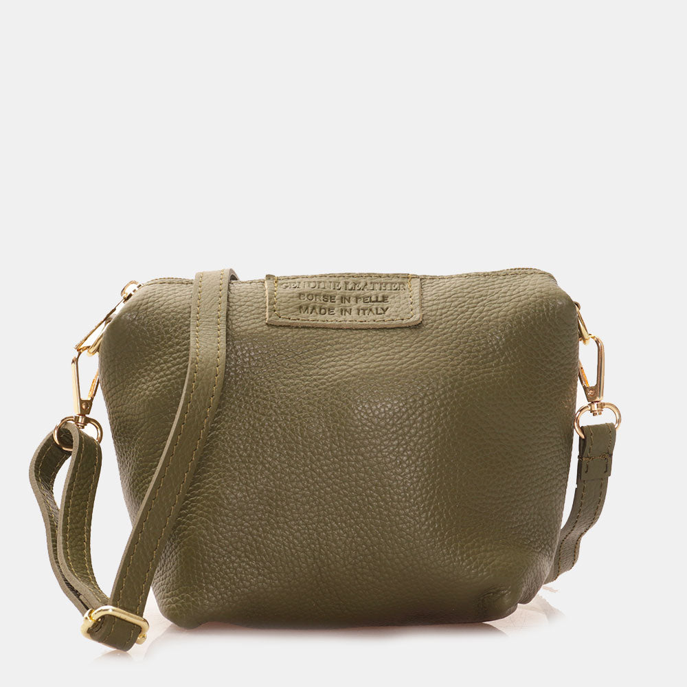 Borsa Secchiello con Pochette VIAVERDI in Pelle Verde Made in Italy linea Pienza