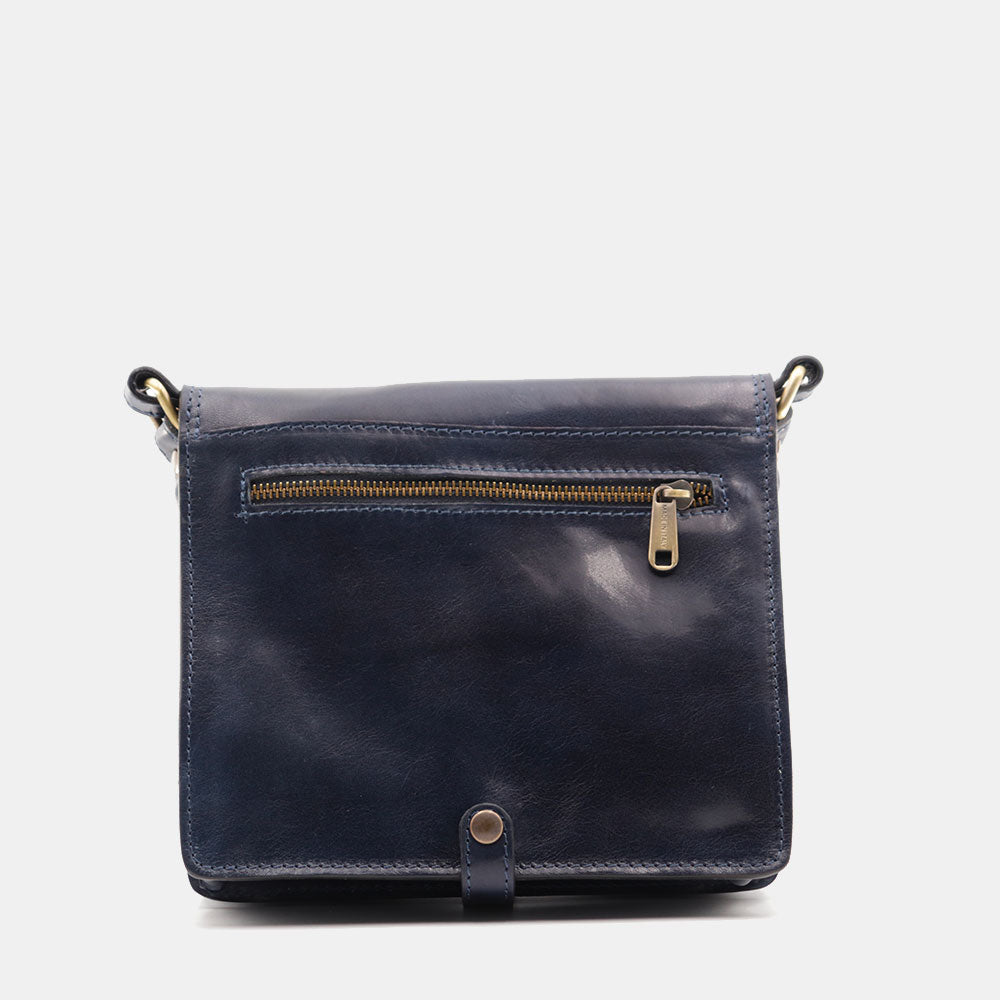 Borsa a Tracolla in Pelle Blu VIAVERDI Made in Italy linea Firenze