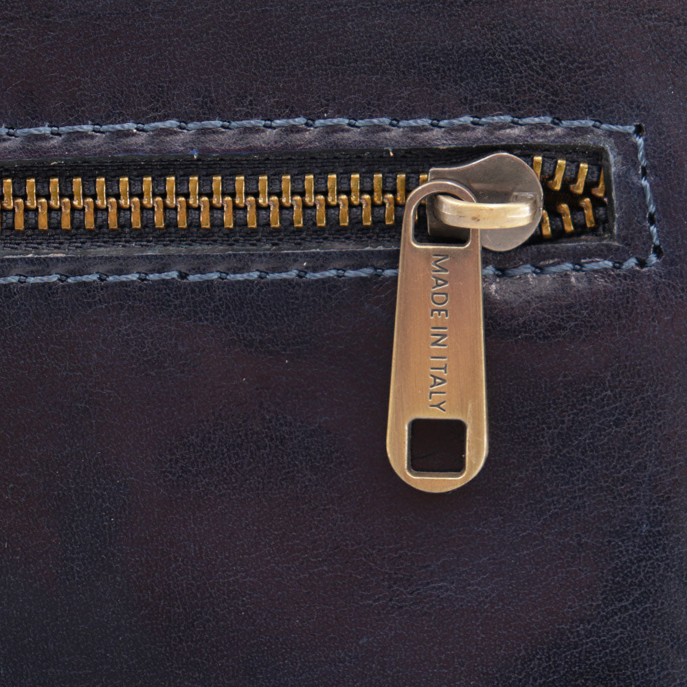 Borsa a Tracolla in Pelle Blu VIAVERDI Made in Italy linea Firenze